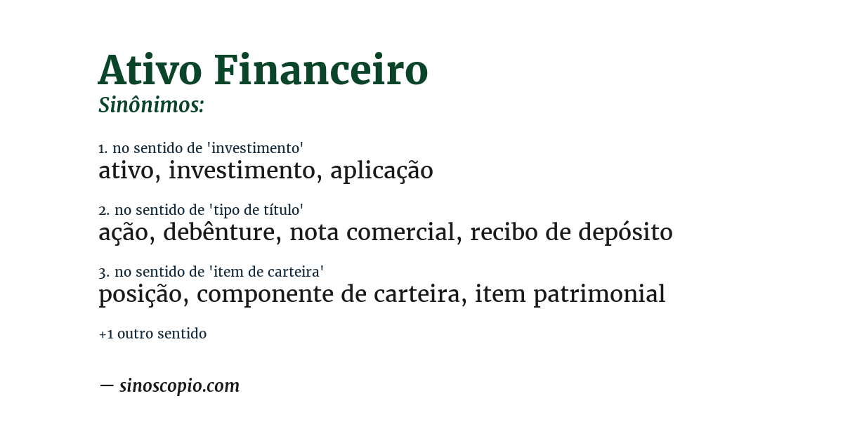 Sinônimo de ativo financeiro
