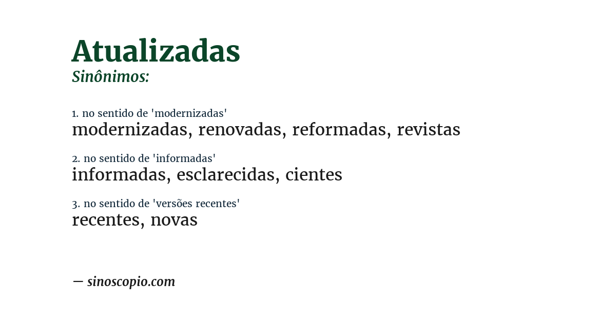 Sinônimo de atualizadas