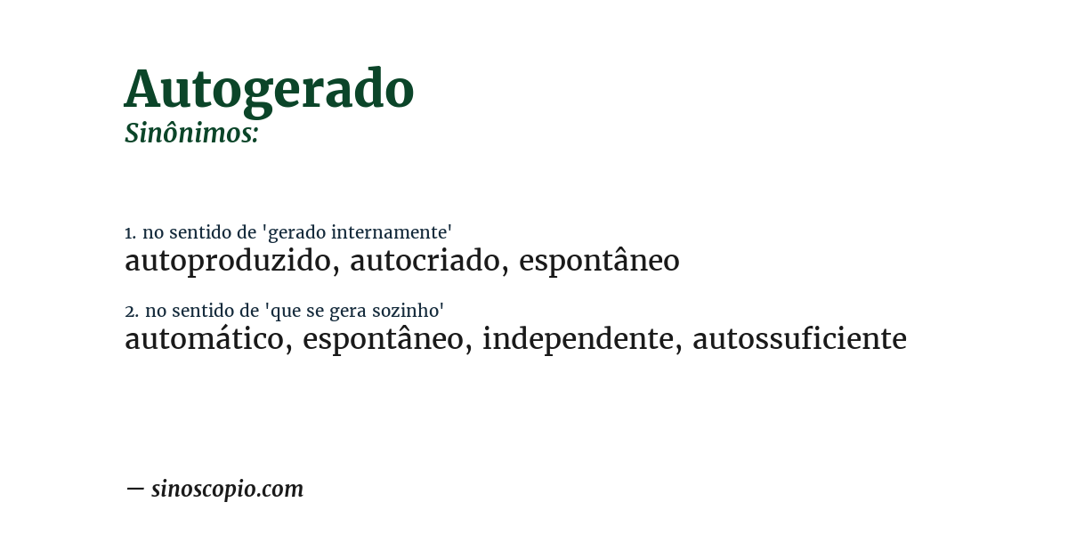 Sinônimo de autogerado