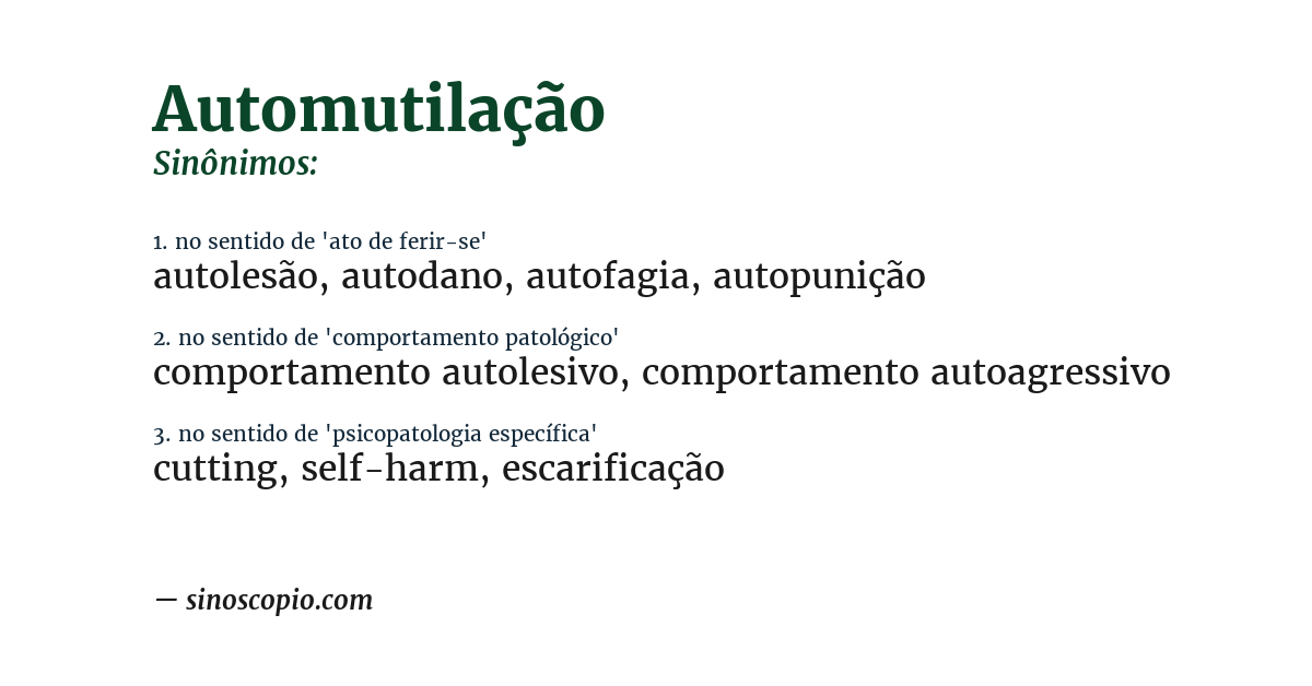 Sinônimo de automutilação