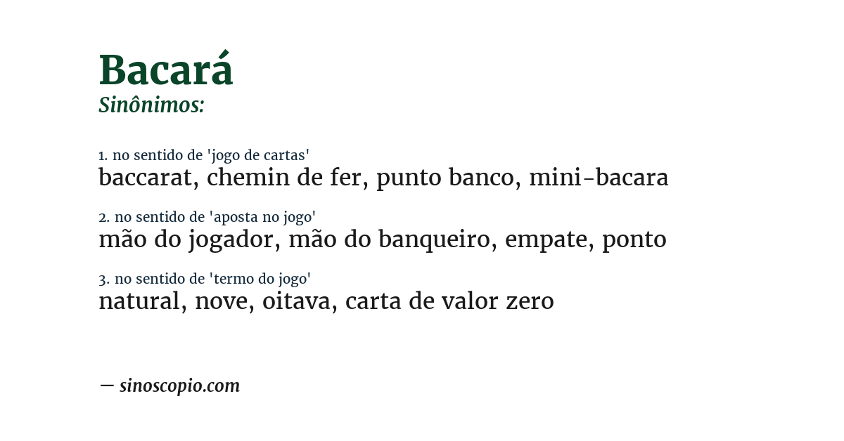 Sinônimo de bacará