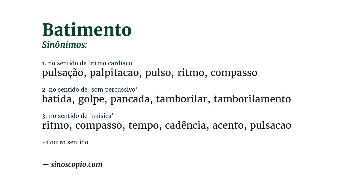 Sinônimo de batimento