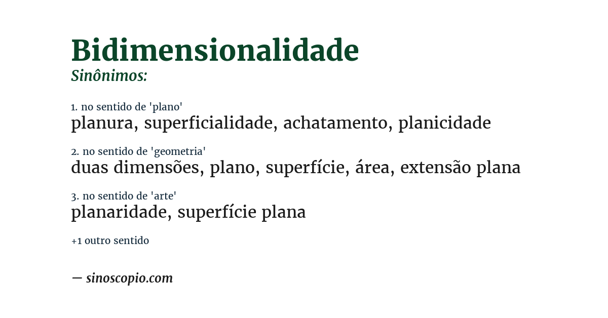 Sinônimo de bidimensionalidade