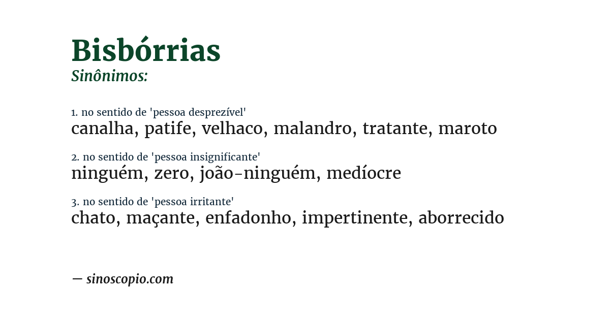 Sinônimo de bisbórrias