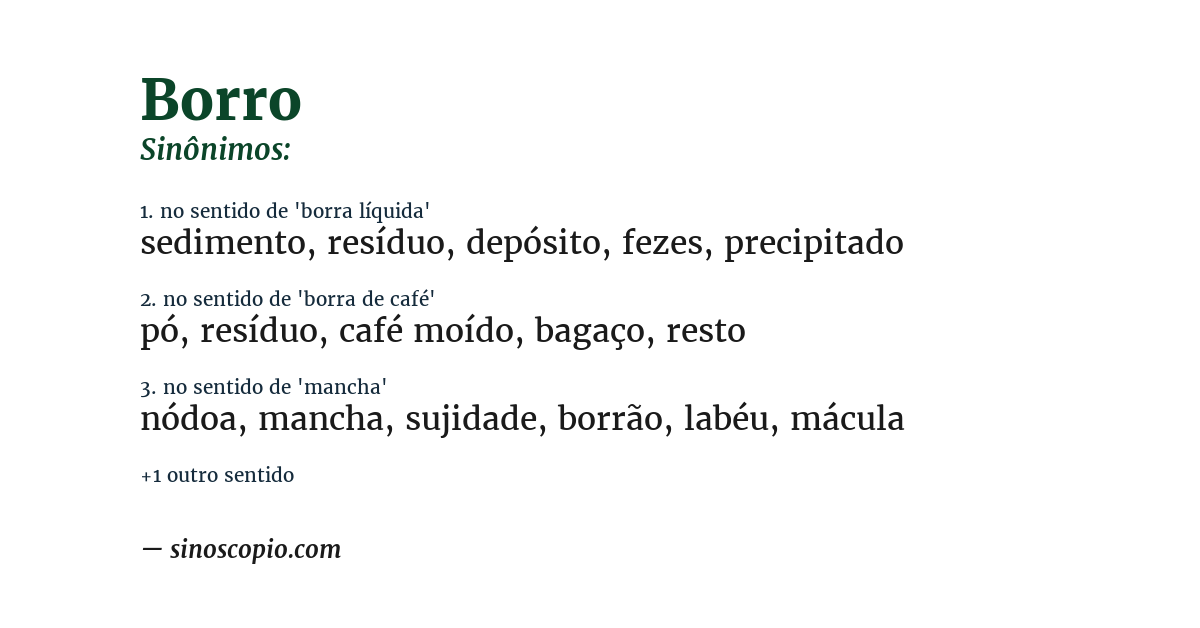 Sinônimo de borro