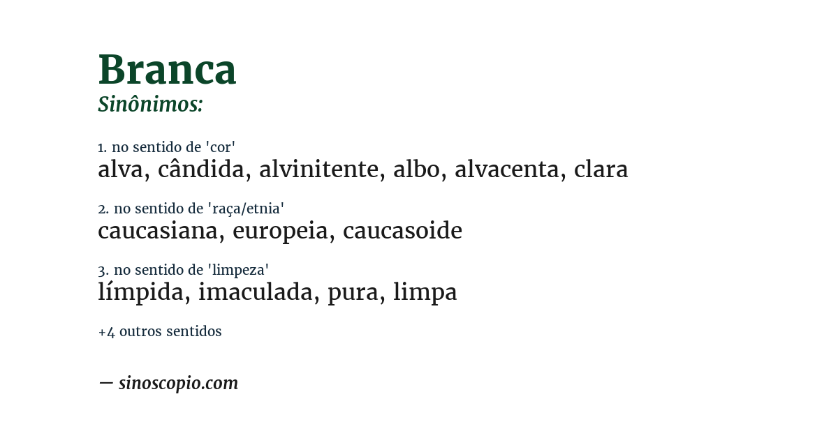 Sinônimo de branca