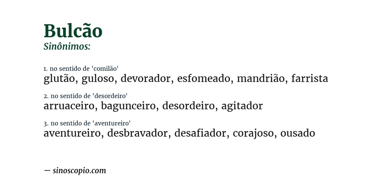 Sinônimo de bulcão