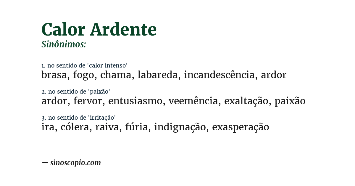 Sinônimo de calor ardente