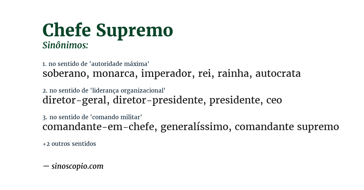 Sinônimo de chefe supremo