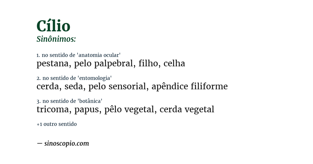 Sinônimo de cílio