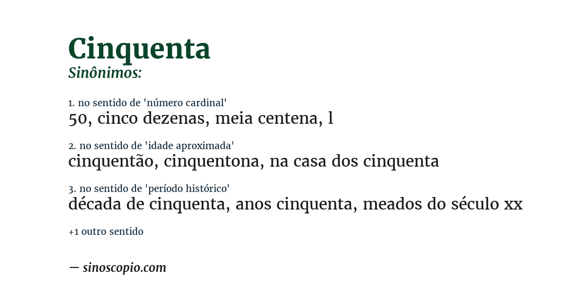 Sinônimo de cinquenta