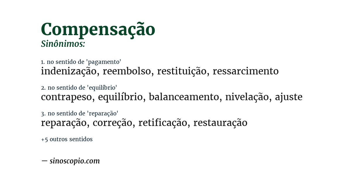 Sinônimo de compensação