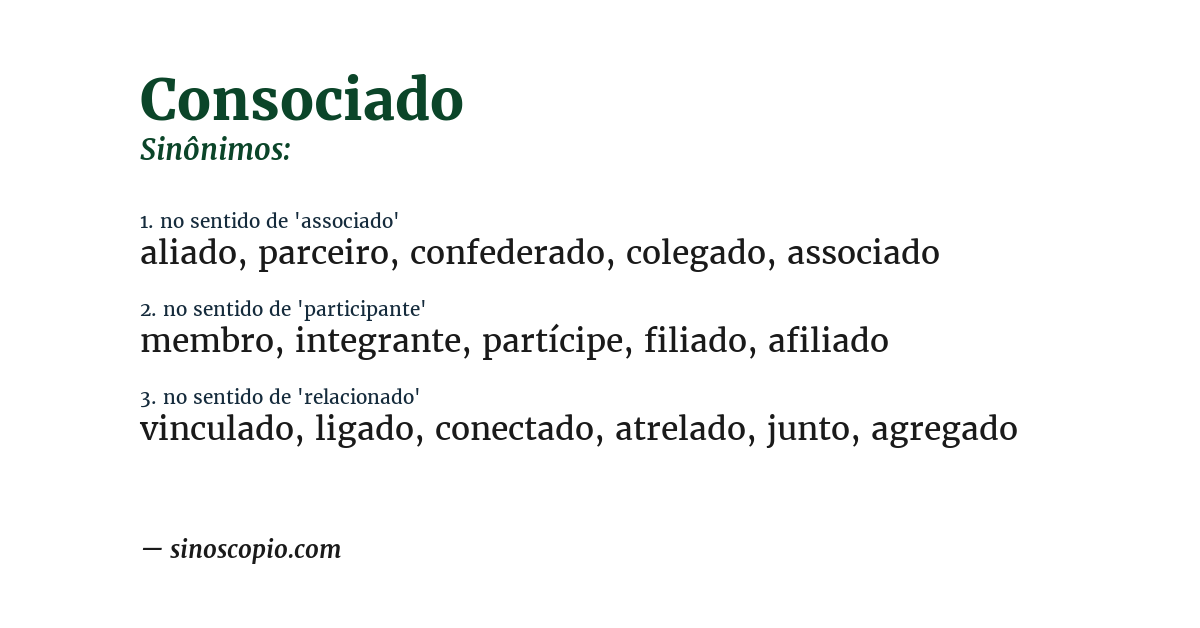 Sinônimo de consociado