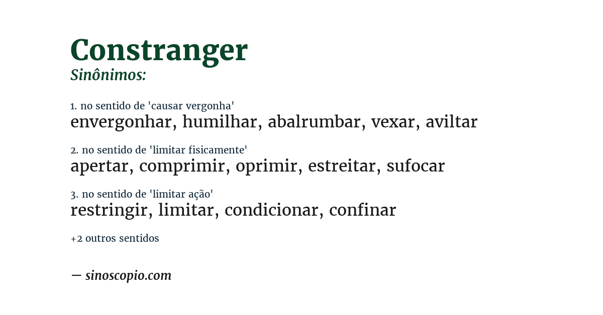 Sinônimo de constranger