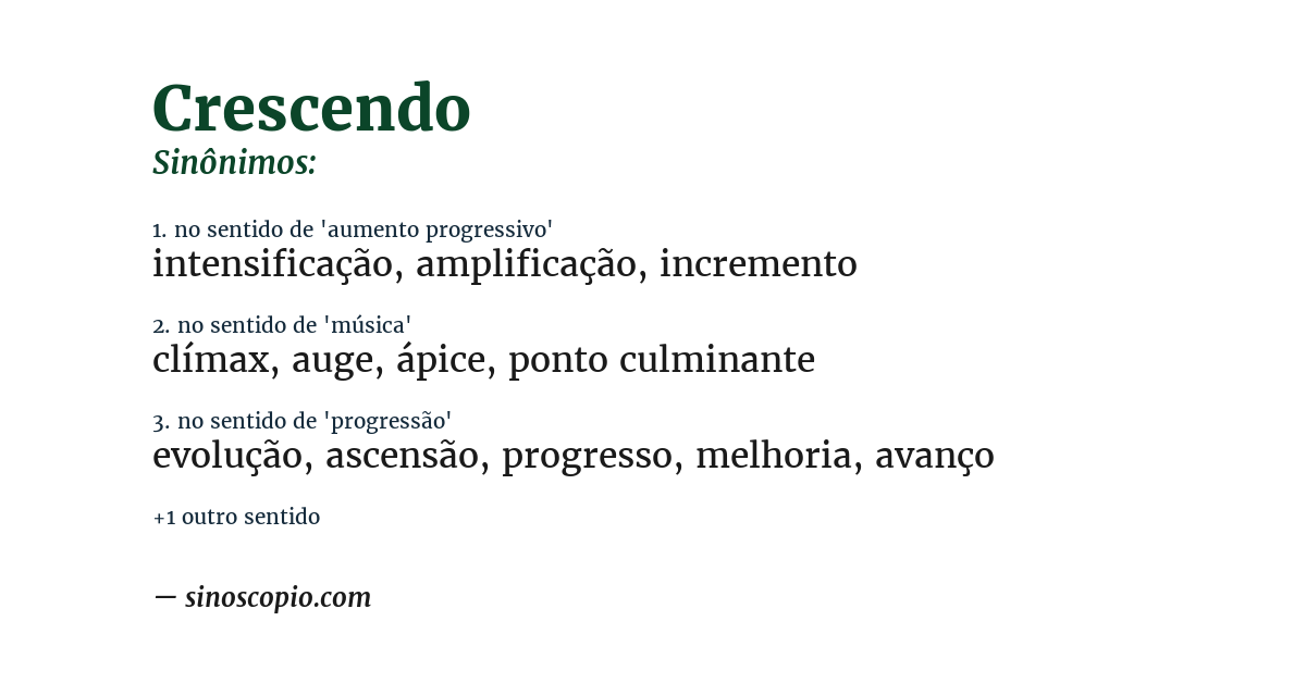 Sinônimo de crescendo