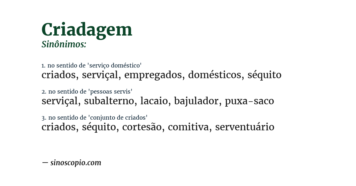 Sinônimo de criadagem
