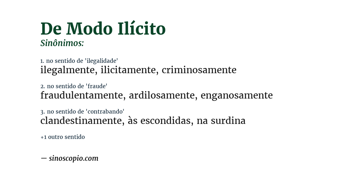Sinônimo de de modo ilícito