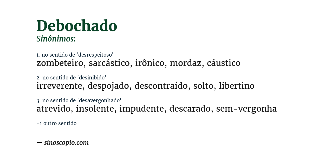 Sinônimo de debochado