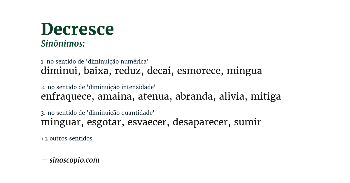 Sinônimo de decresce