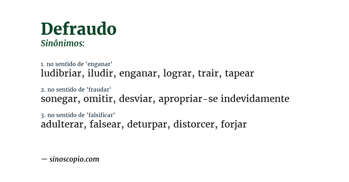 Sinônimo de defraudo
