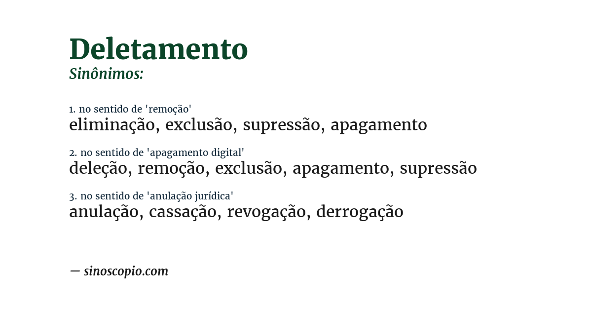Sinônimo de deletamento
