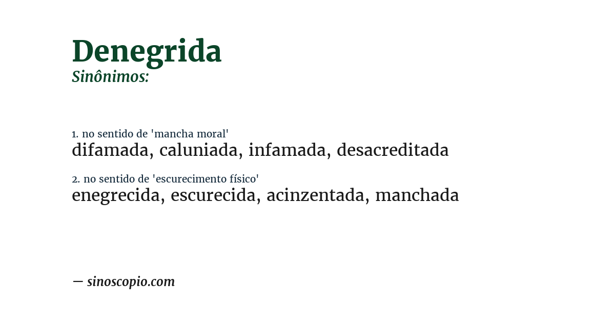 Sinônimo de denegrida