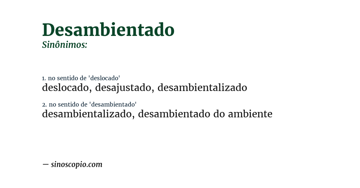 Sinônimo de desambientado