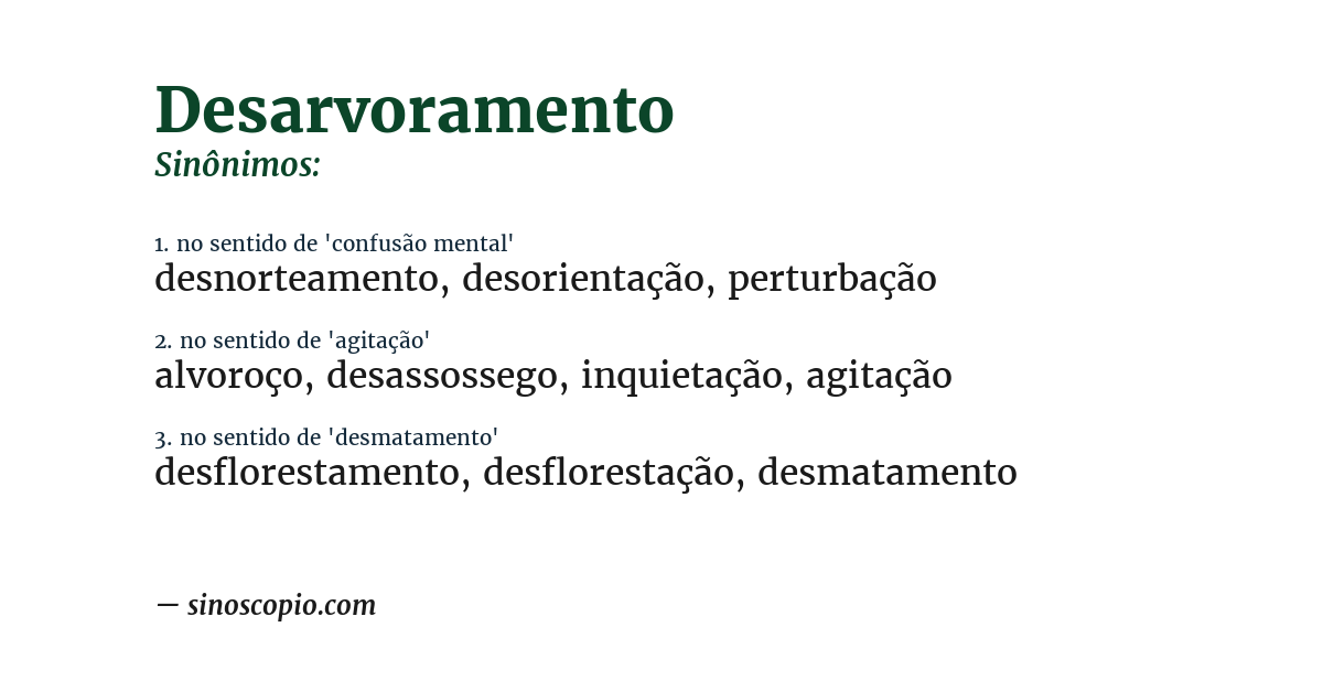 Sinônimo de desarvoramento