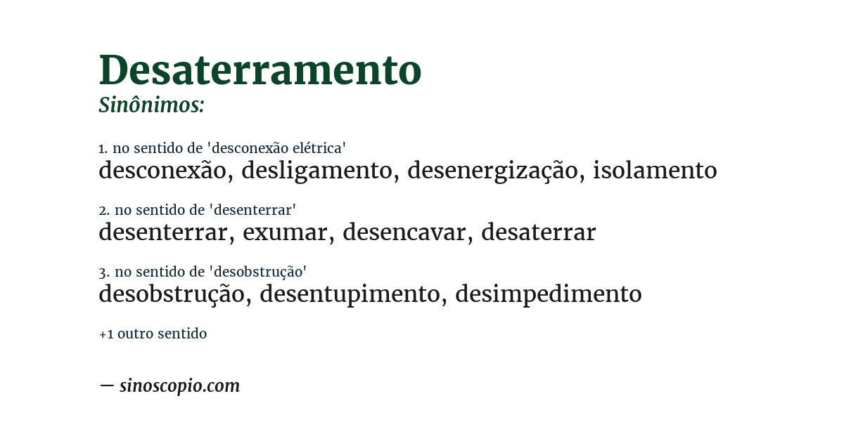 Sinônimo de desaterramento