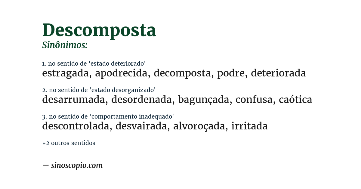 Sinônimo de descomposta