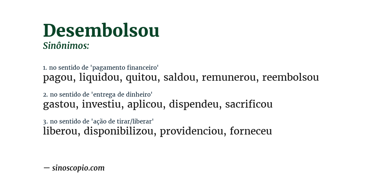Sinônimo de desembolsou
