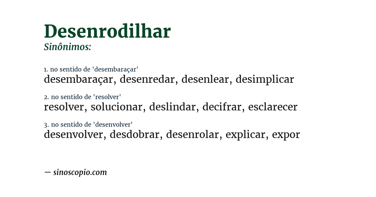 Sinônimo de desenrodilhar