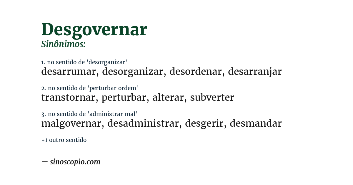 Sinônimo de desgovernar
