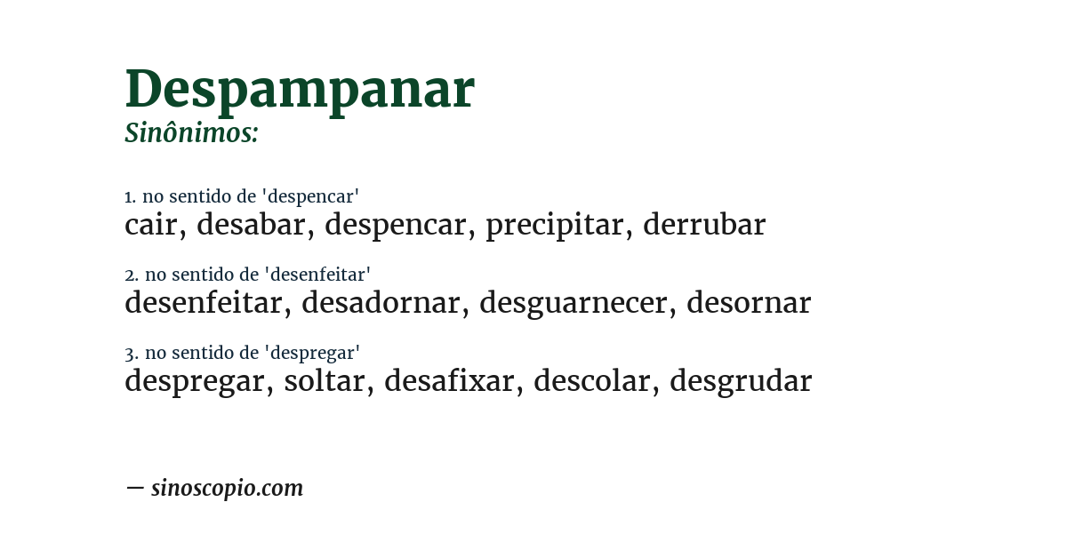 Sinônimo de despampanar