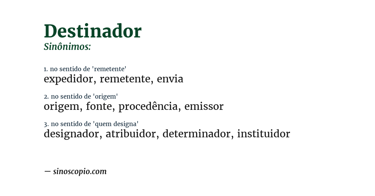 Sinônimo de destinador