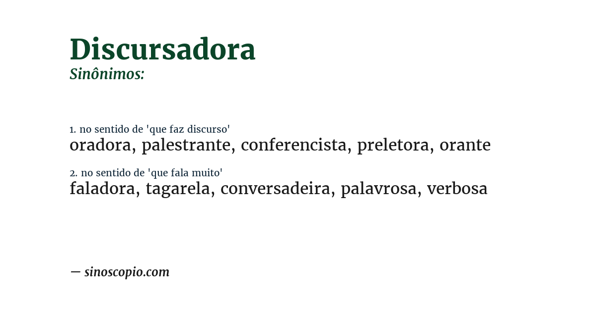 Sinônimo de discursadora