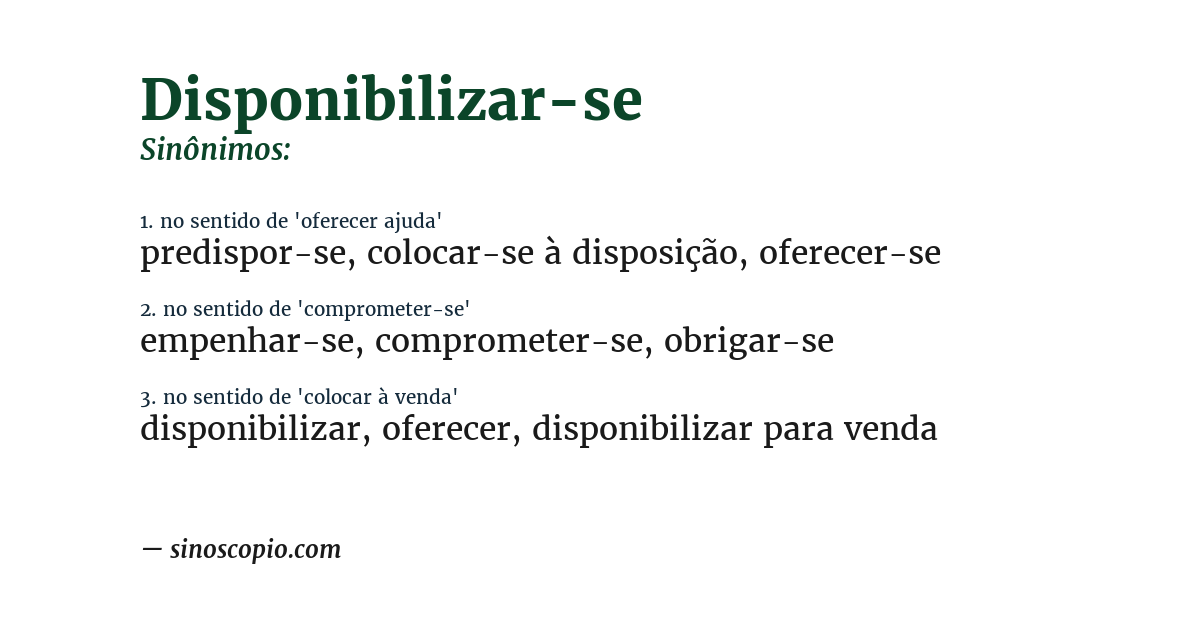 Sinônimo de disponibilizar-se