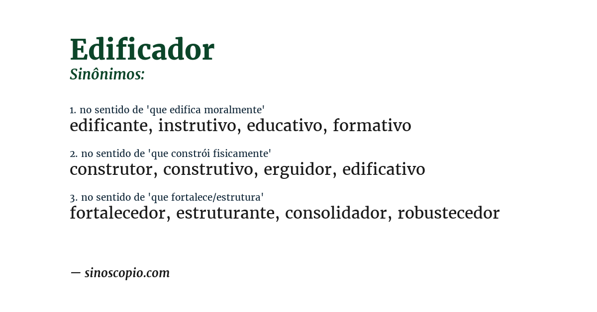 Sinônimo de edificador