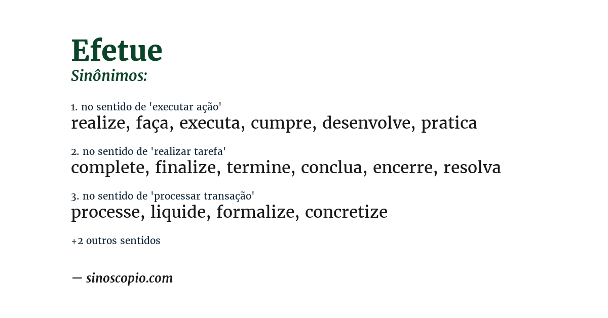 Sinônimo de efetue
