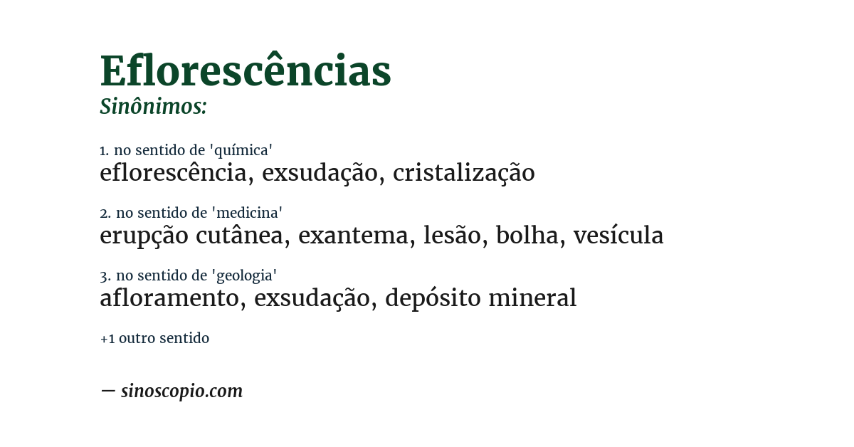 Sinônimo de eflorescências