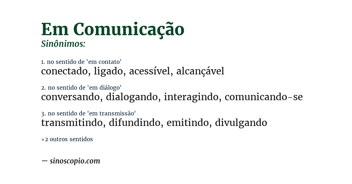 Sinônimo de em comunicação