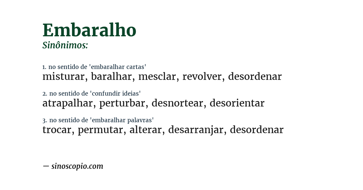 Sinônimo de embaralho