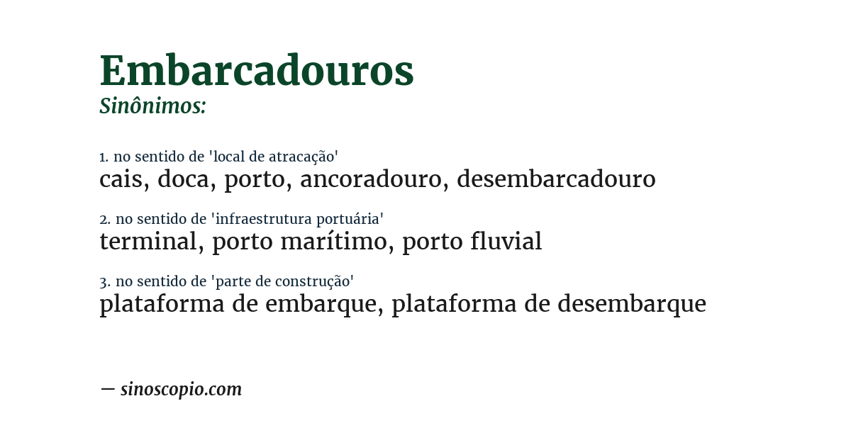 Sinônimo de embarcadouros