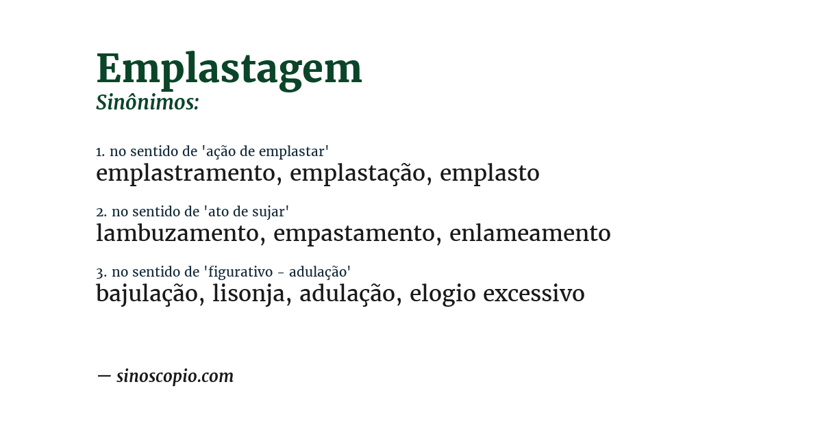 Sinônimo de emplastagem
