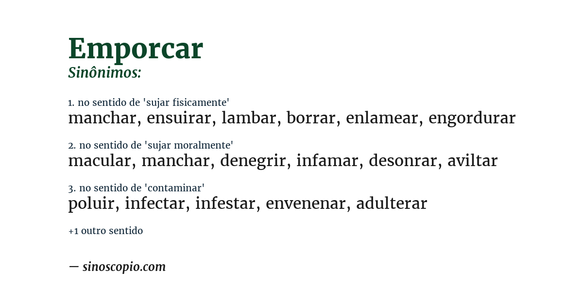 Sinônimo de emporcar