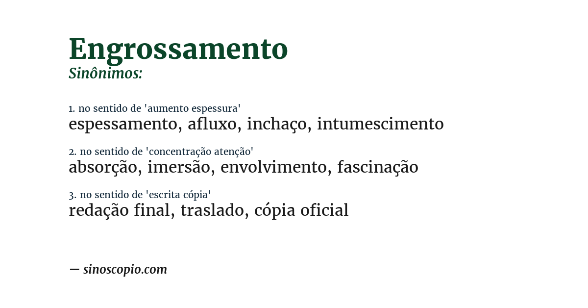 Sinônimo de engrossamento