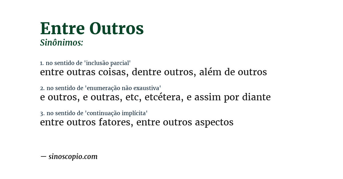 Sinônimo de entre outros