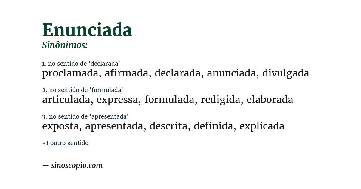Sinônimo de enunciada