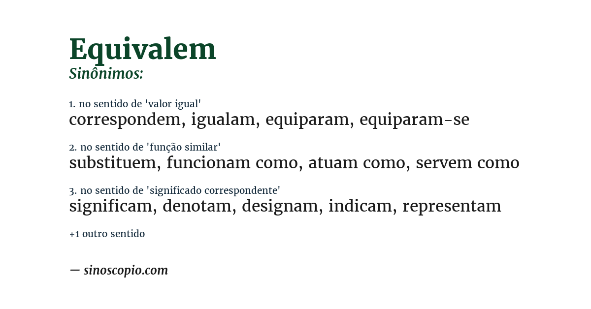 Sinônimo de equivalem