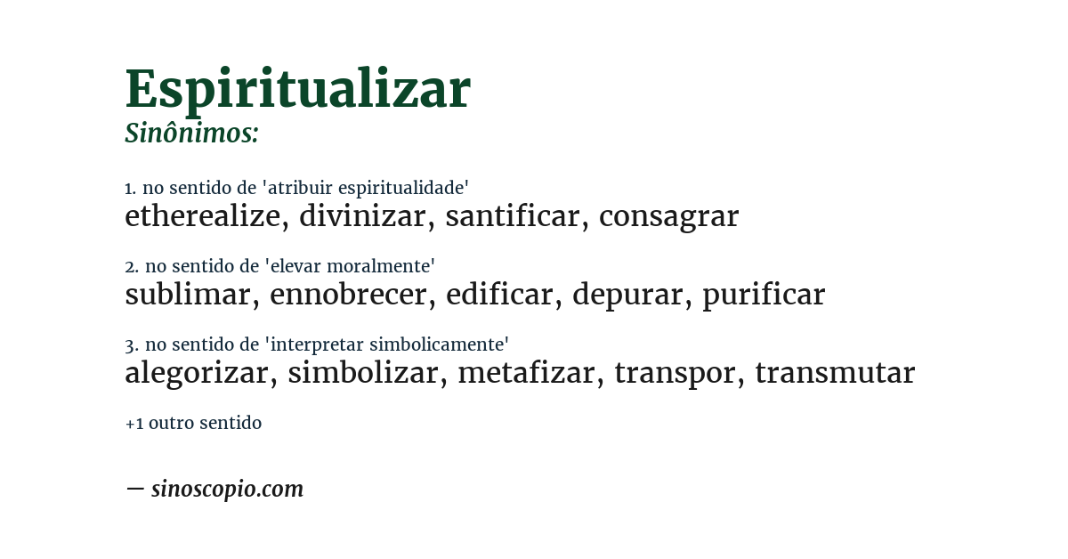 Sinônimo de espiritualizar